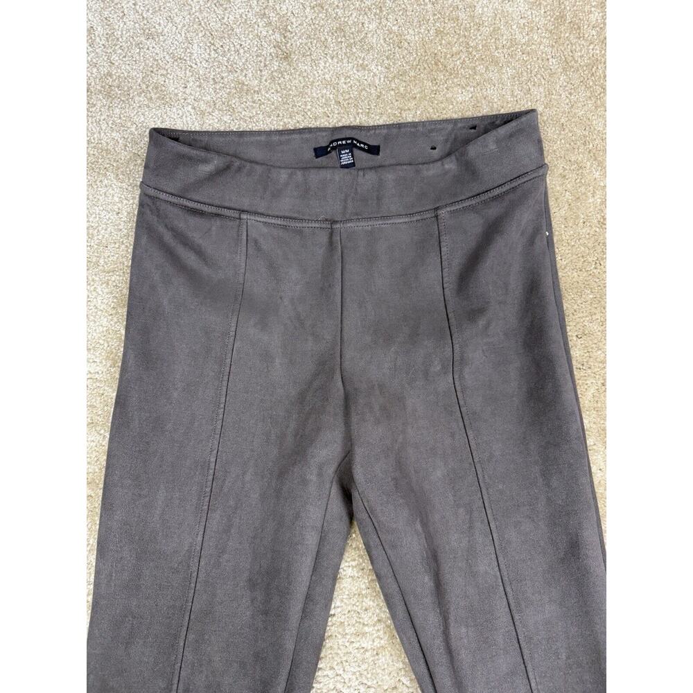 Andrew Marc Faux Suede Pants Medium Taupe Stretch Pull-On Minimalist Chic A521 - Picture 2 of 10